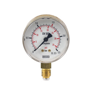 OXYTURBO: ΜΑΝΟΜΕΤΡΟ MAXY ΑΣΕΤΥΛΙΝΗΣ LP - Φ 63 mm - RANGE 0-2.5 bar - RED MARK 1.5 bar - G1/4 MALE - WIKA