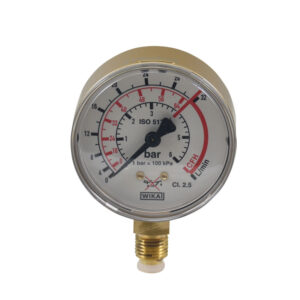 OXYTURBO: ΜΑΝΟΜΕΤΡΟ MAXY ARGON/CO2 LP - Φ 63 mm - RANGE 0-6 bar - RED MARK 32L/min=4 bar - G1/4 MALE - WIKA