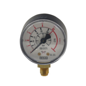 OXYTURBO: ΜΑΝΟΜΕΤΡΟ MINI ARGON/CO2 LP - Φ 50 mm - RANGE 0-6 bar - RED MARK 12L/min=4 bar - G1/8 MALE - WIKA