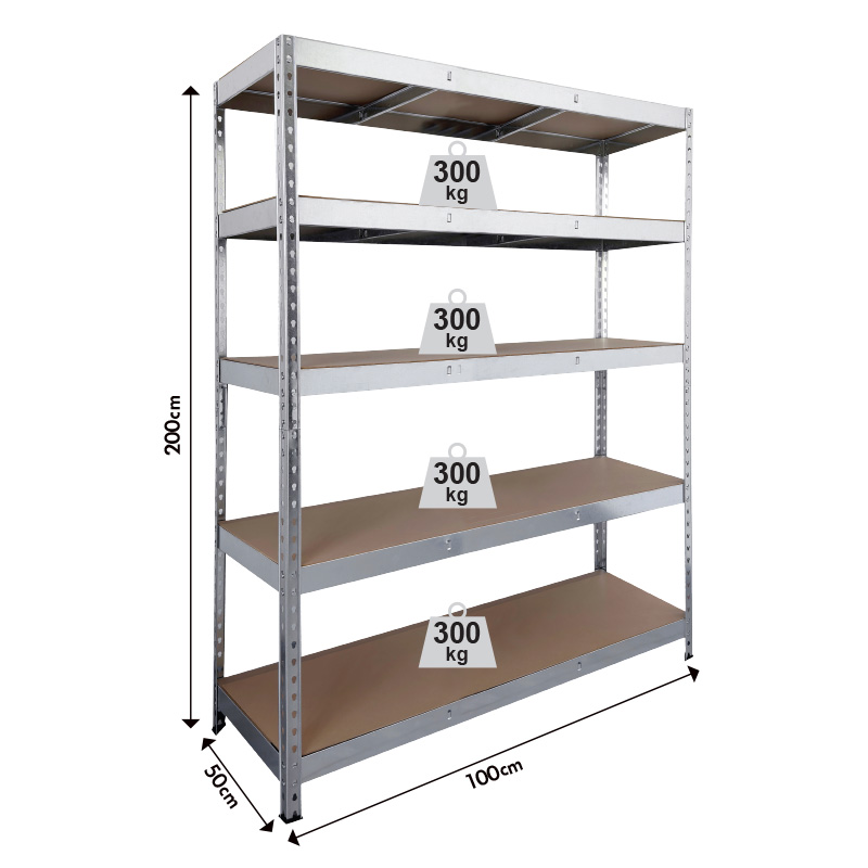 610418_800x800_2 ΡΑΦΙΕΡΑ ΜΕΤΑΛΛΙΚΗ 100x50x200 ΓΑΛΒ. 300kg 5 ΡΑΦΙΑ MDF