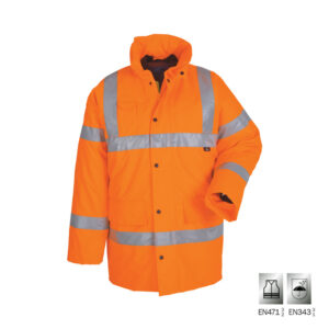 VIZWELL: ΜΠΟΥΦΑΝ ΥΨΗΛΗΣ ΔΙΑΚΡΙΤΙΚΟΤΗΤΑΣ FRANKFURT - ΠΟΡΤΟΚΑΛΙ - EN 471 3/2 & EN 343 3/1 - ΜΕΓΕΘΟΣ XL